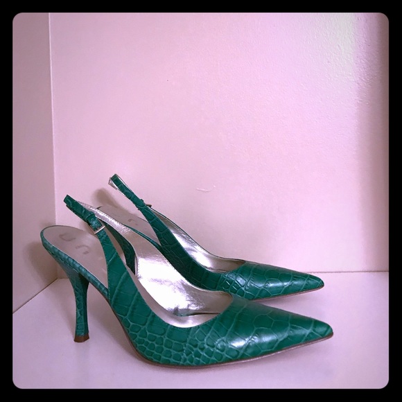 Unisa Shoes - Unisa Croc Print Pointy Toe Sling back